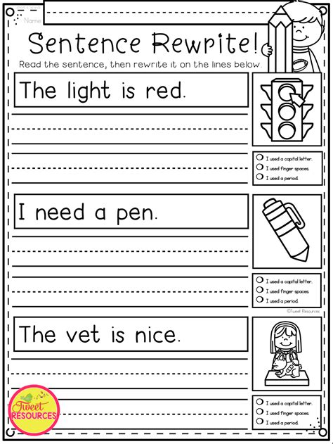 Kids 1st Grade Writing Worksheet