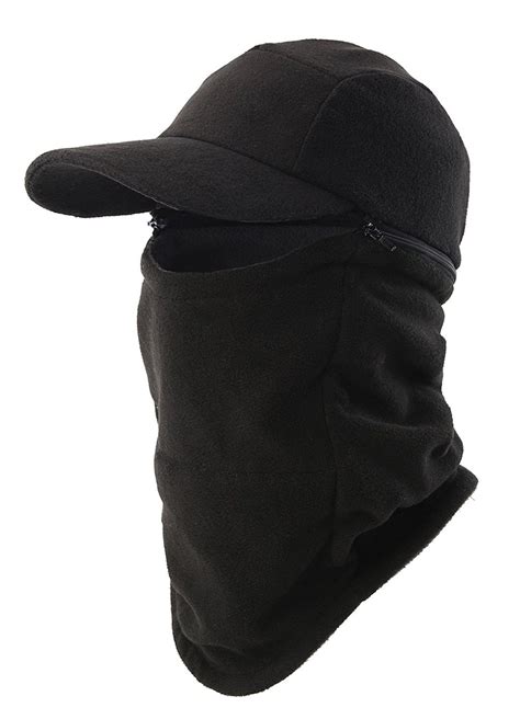 Mens Winter Hat With Visor Balaclava Fleece Hood Windproof Skull Cap
