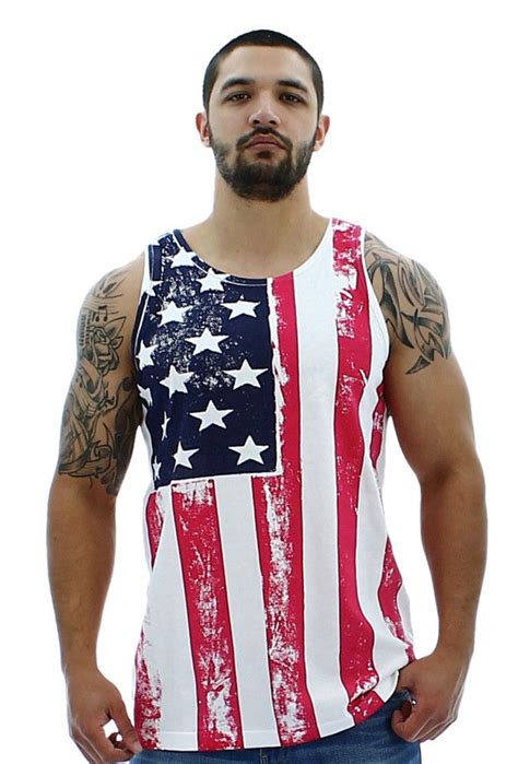Moda Essentials Mens American Flag Tank Top Tee Gabetumblr