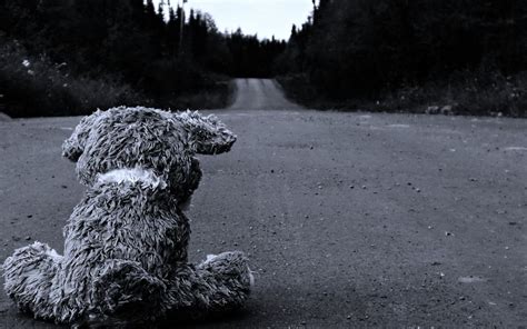 Sad Roads Stuffed Animals Monochrome Teddy Bears Black