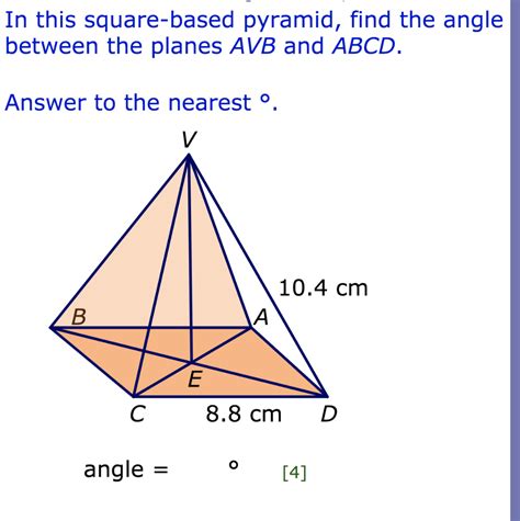 Solved In This Square Based Pyramid Find The Angle Between