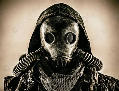 Portrait Of Post Apocalyptic Survivor In Gas Mask Stock Photo Crushpixel