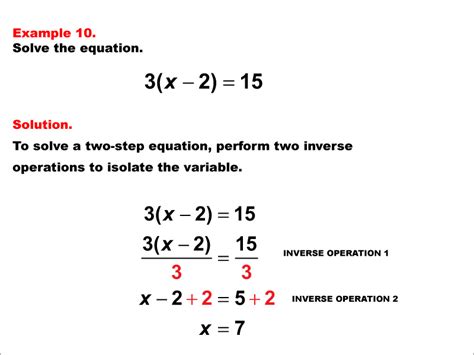 Math Example Solving Two Step Equations Example 10 Media4math