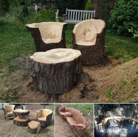 Creative Ideas Stunning Tree Trunk Garden Furniture