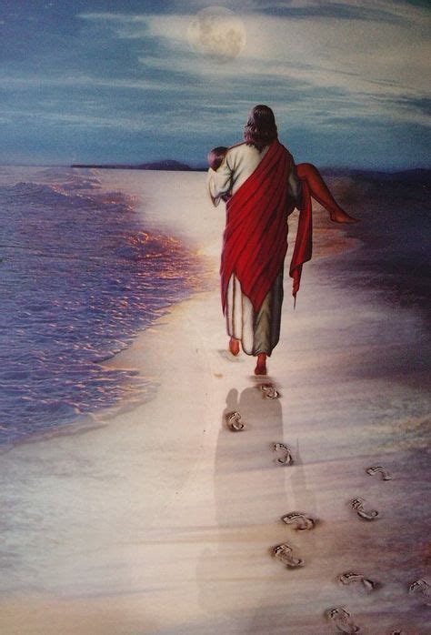 Jesus Carrying You Footprints In The Sand Prophetic Art Arte Jesus