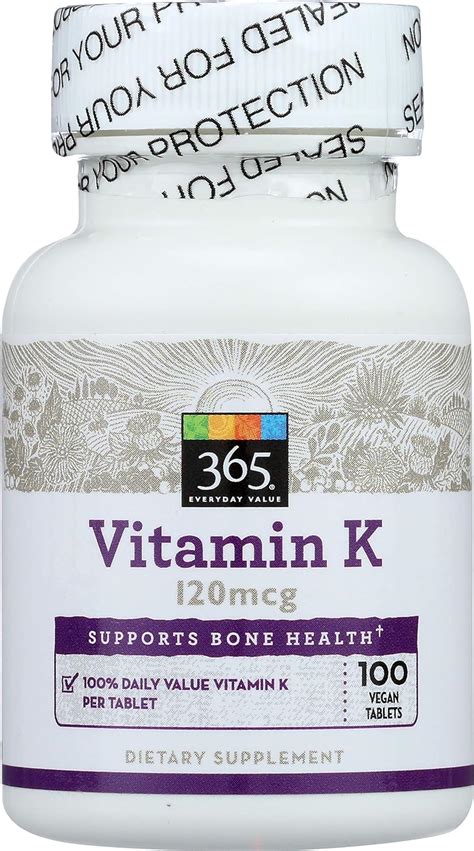 365 Everyday Value Vitamin K 120mcg 100 Ct Health