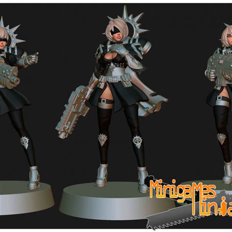 3d printable space nuns anime figurines by minigames miniatures