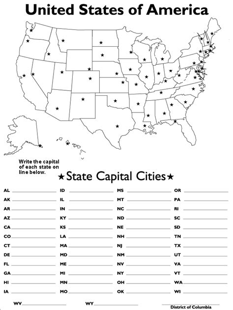 Quiz Worksheet About States States And Capitals Matching Worksheet 50