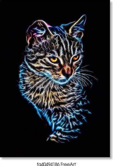 Free Art Print Of Glowing Cat Portrait Cat Portraits Art Prints