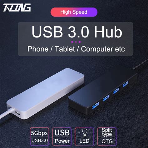 Tating Concentrador De Red Usb 30 4 Puertos Divisor Externo Con