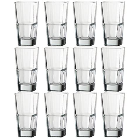Set Of 12 Palladio 14 Oz Square Stacking Glass Tumblers Heavy And Durable Italian Glass 12