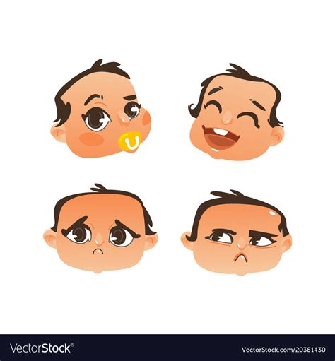 Flat Baby Face Expression Emotion Set Royalty Free Vector