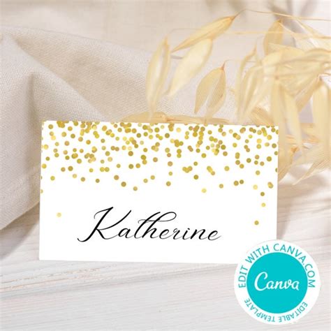 Editable Gold Confetti Food Labels Editable Instant Download Tent