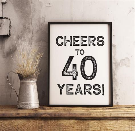 40th Birthday Decoration For Men Cheers To 40 Years Sign Etsy