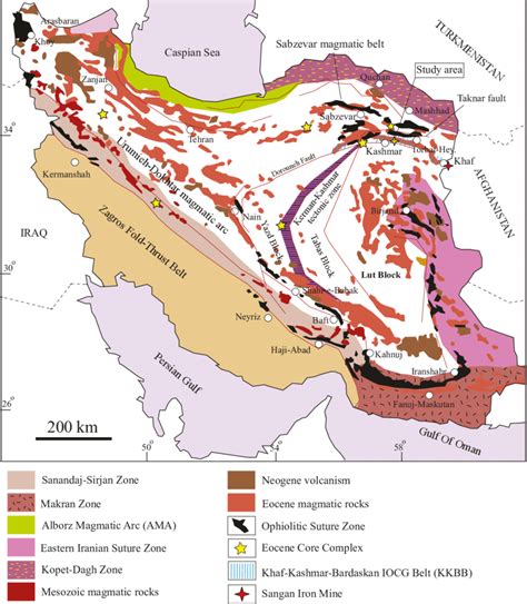 Simplified Geological Map Of Iran Showing The Distribution Of Eocene