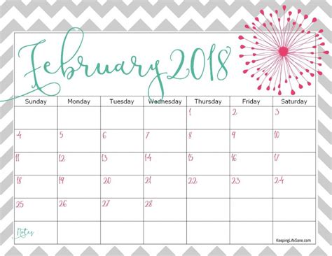Free 2018 Calendar To Print Keeping Life Sane