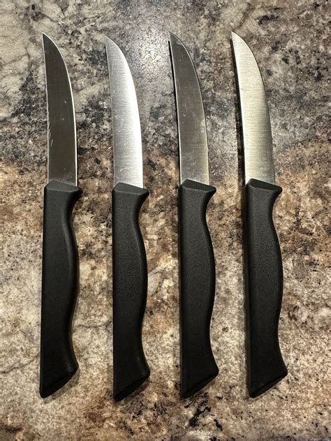 Pampered Chef Steak Knife Set Of 4 With Sharpener Hone Case Ebay