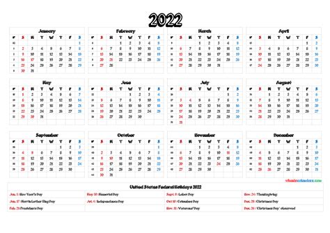 2022 Yearly Calendar Template Word 6 Templates