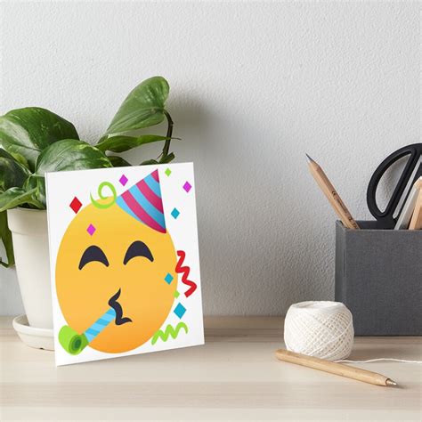 Joypixels Partying Face Emoji Art Board Print By Joypixels Redbubble
