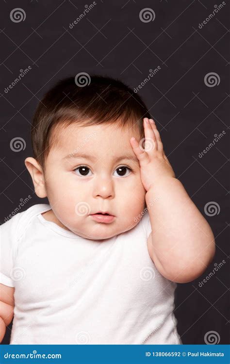Cute Funny Baby Face Expression Stock Photo Image Of Worried Gray