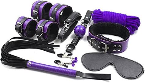 Purple Mix Color Leather Bondage Restraints Adult Game Bdsm