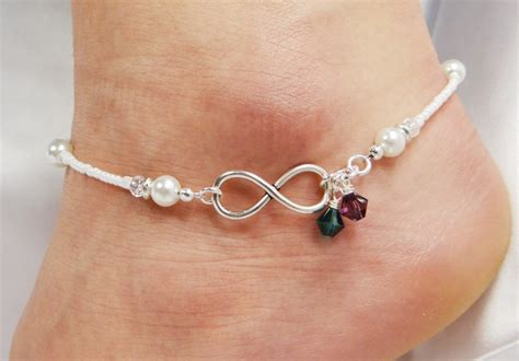 Anklet Ankle Bracelet Infinity Anklet His And Her Birthstone Etsy