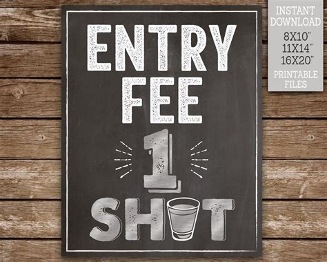 Welcome Shooters Printable Sign Entry Fee 1 Shot Sign Entry Etsy Uk