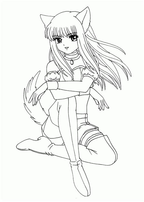 Free Anime Fox Girl Cute Coloring Pages Download Free Anime Fox Girl