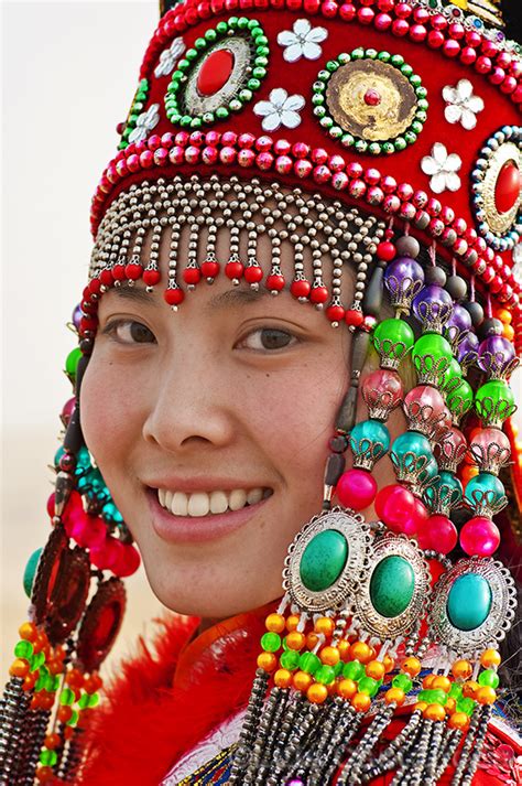 Mongol Woman In Traditional Outfit Xiangshawan Inner Mongolia China