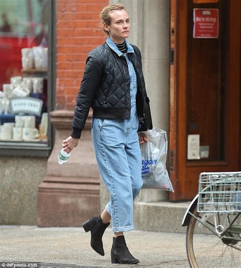 Keeping It Simple Diane Kruger 39 Showed Off Her Pretty Natural Features Denim Overalls
