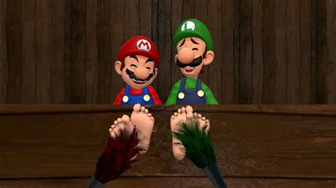 Mario And Luigi Tickled By Feather Dusters By Hectorlongshot On Deviantart