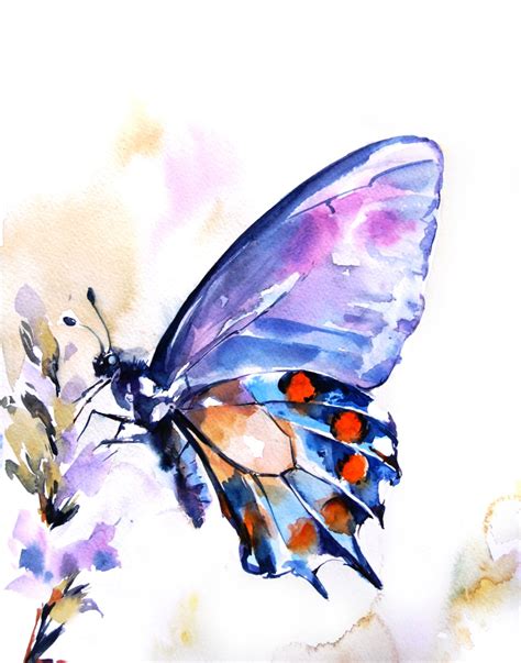 Butterfly Watercolor Painting Art Print Orange By Canotstopprints