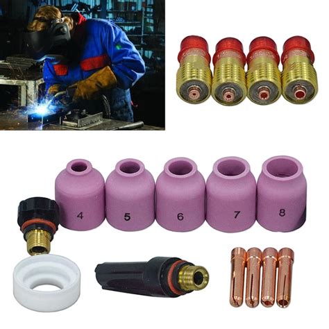 16pcs TIG Welding Torch Stubby Gas Lens Kit Collet Body Nozzle For WP