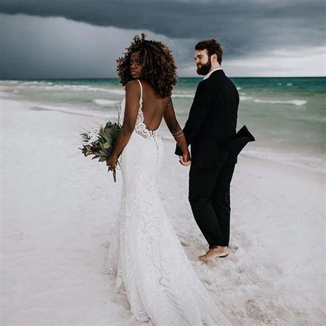 Gorgeous Interracial Couple At Their Beach Wedding Celebration Love Wmbw Bwwm Swirl