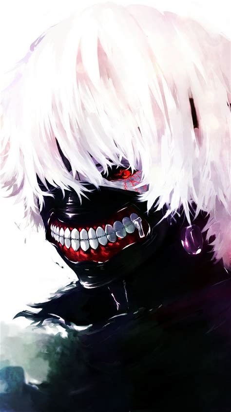 Tokyo Ghoul Kaneki Ken Man Mask Red Eyes White Hair Iphone 8 Wallpapers