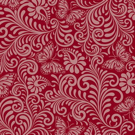 Seamless Floral Pattern On Red Background 597855 Vector Art At Vecteezy