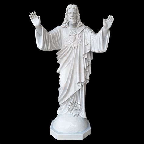 Religious Church Sculpture Life Size Natural White Marble Jesus Statues