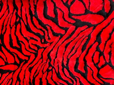 New Red Black Tiger Skin Pattern Faux Fur Fabric By The Yard Etsy