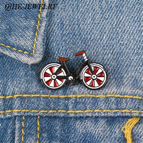 Qihe Jewelry Red Bicycle Pin Bike Brooch Cool Vintage Style Cyclists