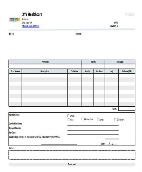 Editable Free Medical Invoice Template Word Pdf Eforms Free Medical