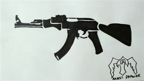 How To Draw A Ak 47 Gun Tattoo Formstep By Step Youtube