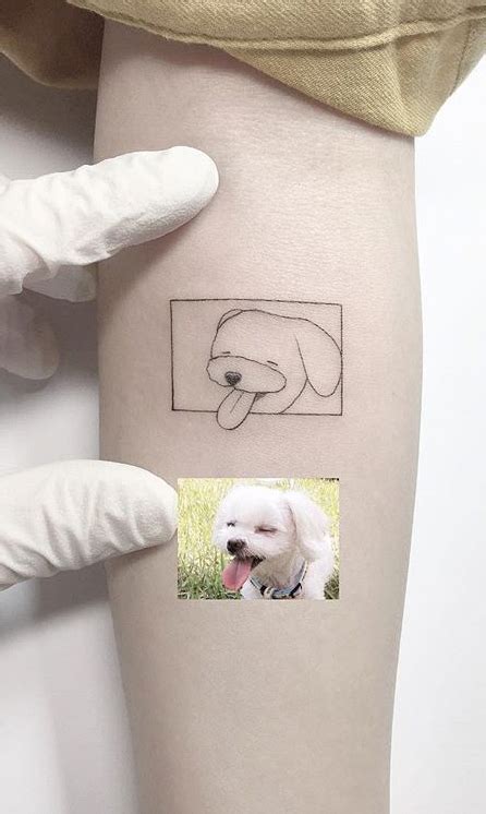 Minimalist Pet Dog Portrait Arm Tattoo Armtattoo Minimalist Tattoo