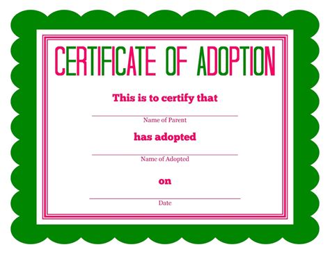 Toy Adoption Certificate Template Best Template Ideas