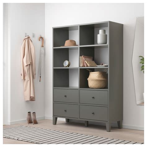 This can help lighten a room's look and feel, as well as provide useful storage for items in various sizes. IKEA - BRYGGJA Storage unit dark gray | Bedroom storage for small rooms, Living room storage ...