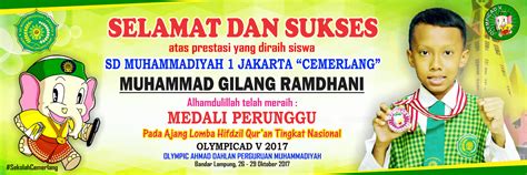Banner Ucapan Selamat Prestasi Hifdzil Qur'an OLYMPICAD - SD Muhammadiyah 1 Jakarta