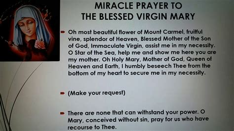 Miracle Prayer To The Blessed Virgin Mary Youtube