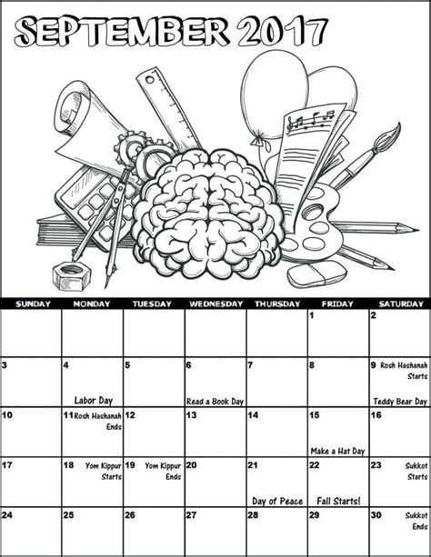 Calendar September 1 Coloring Page Free Printable Coloring Pages For Kids