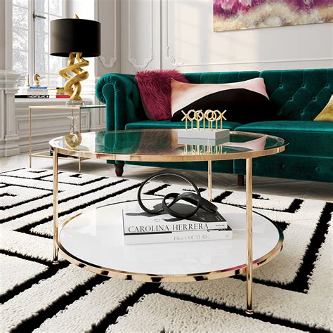 Ember Interiors Rambix Glam Round Coffee Table Gold
