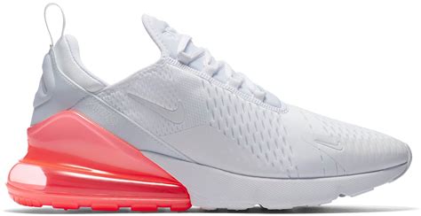 Inspired by its air max 180 and the air max 93 predecessors, the air max 270 is defined by a transparent air unit that wraps 270 degrees around the heel. Nike Air Max 270 White Pack Hot Punch