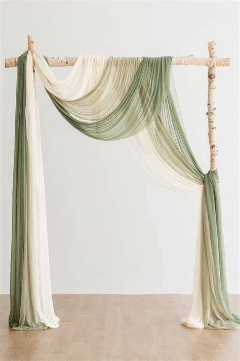 Wedding Arch Drapes In White And Sage In 2022 Wedding Draping Wedding